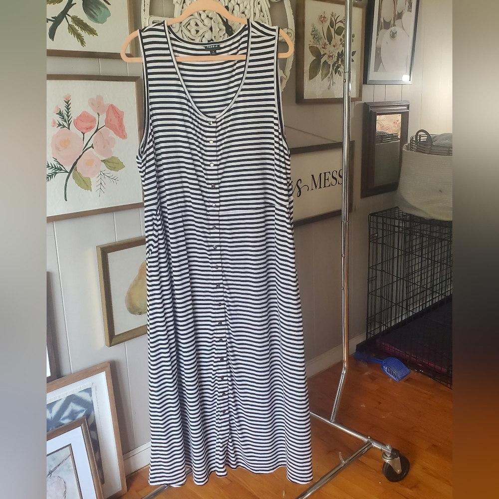 Torrid Black and White Striped Maxi Dress